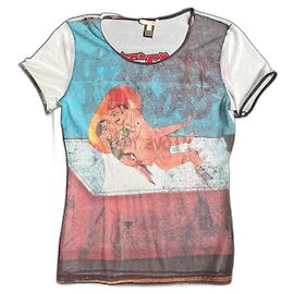 Roberto Cavalli Vintage KamasutraT-Shirt Black White Red Blue