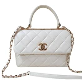Chanel-Bolsa Chanel CC Trendy Branca Edição Limitada em Pele de Cordeiro-Branco