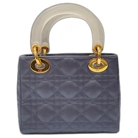 Christian Dior-Christian Dior Mini Lady Dior Blue Gray Satin Handbag-Multiple colors