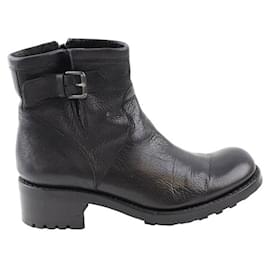 Free Lance-Leather biker boots-Black