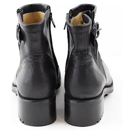 Free Lance-Leather biker boots-Black