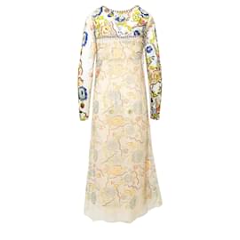 Jean Paul Gaultier-Jean Paul Gaultier – Besticktes Kleid aus bedrucktem Netzstoff-Mehrfarben