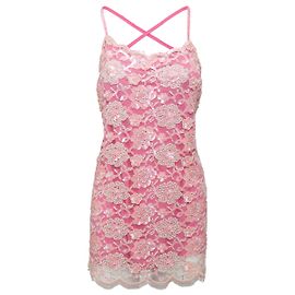 La Perla – Perlenverziertes Spitzenkleid Pink