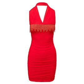 La Perla-Vestido La Perla franzido com miçangas-Vermelho