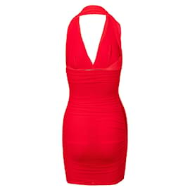 La Perla-La Perla Ruched Dress with Beads-Red