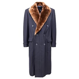 Hermès Double Breasted Overcoat with Fur Black