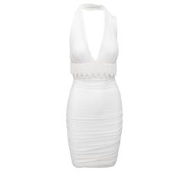 La Perla – Gerüschtes Kleid mit Perlen Weiß