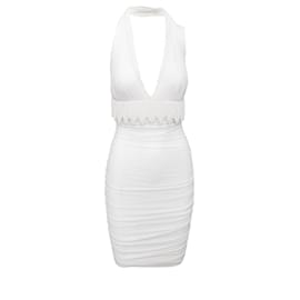 La Perla-La Perla Ruched Dress with Beads-White