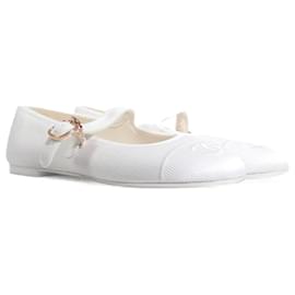 Chanel-CHANEL Ballerine T.Unione Europea 38 stoffa-Bianco