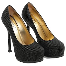 Saint Laurent-SAINT LAURENT Tacones UE 38.5 paño-Negro