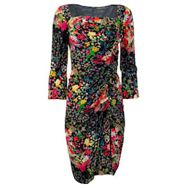 Autre Marque-Etro Black Multi Floral Ruched Dress-Multiple colors