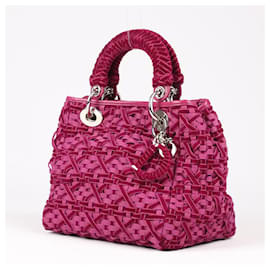 Dior-Christian Dior Petit sac à main violet Lady Dior tissé en velours-Violet