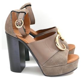 Chloé-Sandalias de plataforma con el logo de Chloe C-Gris pardo