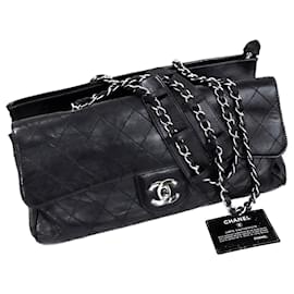 Chanel-bolsa espaçosa com 3 compartimentos-Preto