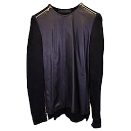 Proenza Schouler-Top a maniche lunghe con pannelli in pelle Proenza Schouler in pelle nera-Nero