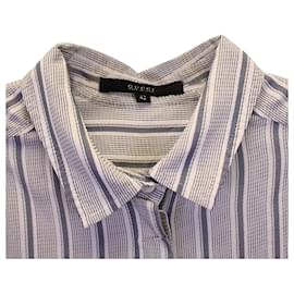 Gucci-Gucci Striped Button-Up Shirt in Blue Cotton-Blue