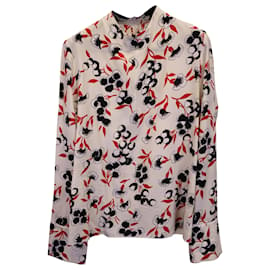 Marni-Top de manga larga con estampado floral Marni en seda color crema-Blanco,Crudo