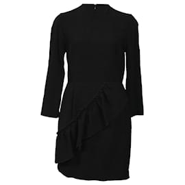 Sandro-Sandro Isabelle Vestido con ribete de volantes en viscosa negra-Negro