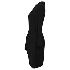Sandro-Sandro Isabelle Ruffle Trim Dress In Black Viscose -Black