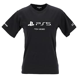 Balenciaga-Balenciaga PS5 Camiseta de Algodón Negro-Negro