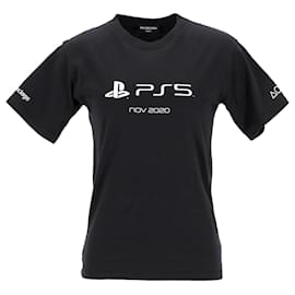 Balenciaga-Balenciaga PS5 T-Shirt aus schwarzer Baumwolle-Schwarz