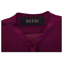 Gucci-Gucci Plisse Ruffle Detail Long-Sleeve Top in Purple Silk-Purple