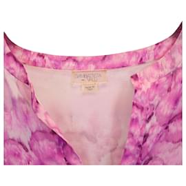 Giambattista Valli-Giambattista Valli Floral V-neck Top in Pink Silk-Pink