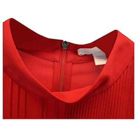 Hugo Boss-Boss Pleated Mock-Neck Top in Red Polyester-Red
