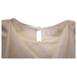 Chloé-Camicetta Chloé a maniche lunghe con collo allacciato in seta bianca-Bianco
