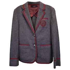 Gucci-Blazer Gucci Prep School en lana gris-Gris