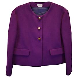 Miu Miu-Miu Miu Blazer Curto em Lã Roxa-Roxo