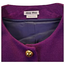 Miu Miu-Miu Miu Blazer Curto em Lã Roxa-Roxo