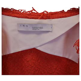 Iro-Iro Fringe Open Jacket in Orange Tweed-Orange