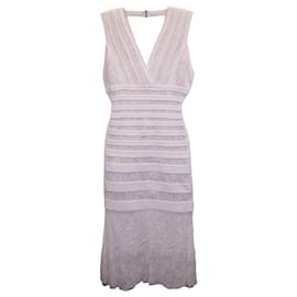 Herve Leger-Vestido midi estilo vendaje de Herve Léger en algodón blanco-Blanco