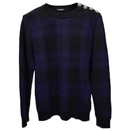 Balmain-Maglione scozzese Balmain in lana Blu Navy-Blu