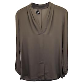 Theory-Theory Long Sleeve Blouse in Dark Green Polyester-Green,Olive green