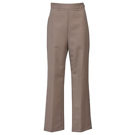 Calça Fendi Straight-Leg em Mohair Bege e Lã Marrom Bege