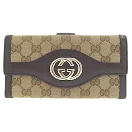 Gucci-Gucci GG Canvas Sukey Continental Organizer Wallet Canvas Long Wallet 282426 2091 in good condition-Other