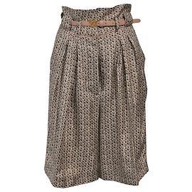 Shorts Fendi a pieghe stampati in seta marrone Marrone