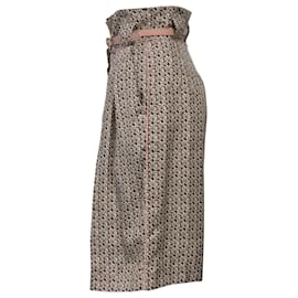 Fendi-Pantalones cortos plisados estampados Fendi en seda marrón-Castaño