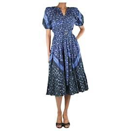 Ulla Johnson-Blue puff-sleeved printed midi dress - size XS-Blue