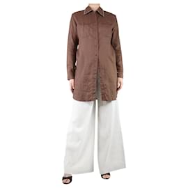 Ermanno Scervino-Braunes Longshirt mit Juwelenkragen - Größe S-Braun