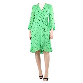 Ganni-Green polka dot wrap dress - size UK 10-Green
