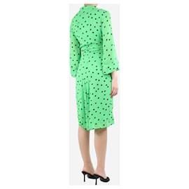 Ganni-Green polka dot wrap dress - size UK 10-Green