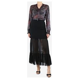 Sandro-Black double-layer tiered midi skirt - size UK 8-Black