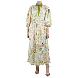 Autre Marque-Vestido maxi estampado floral creme e verde - tamanho UK 8-Cru