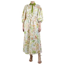 Autre Marque-Robe longue imprimée florale crème et verte - taille UK 8-Écru