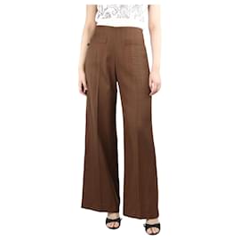 Sandro-Brown wide-leg trousers - size UK 10-Brown