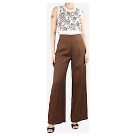 Sandro-Brown wide-leg trousers - size UK 10-Brown