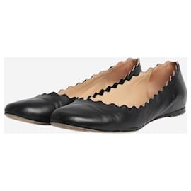 Chloé-Black scallop-trimmed flat shoes - size EU 38-Black